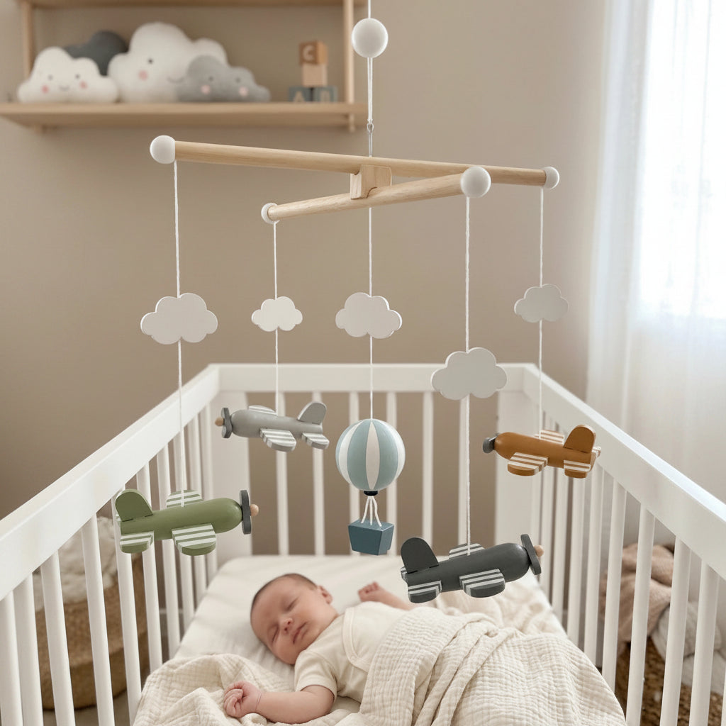 Flugzeuge Mobile aus Holz für Babys