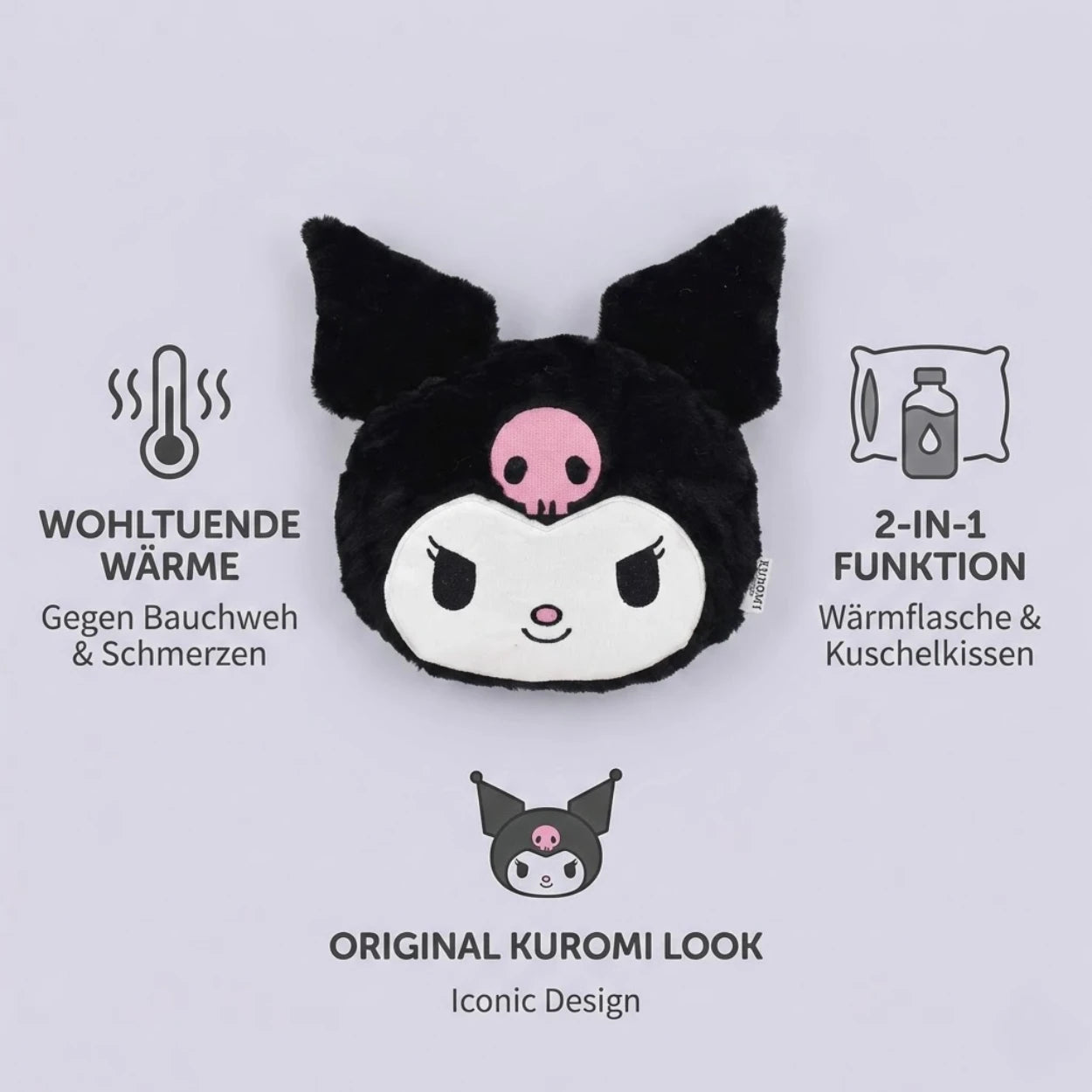 Kuromi Wärmflasche mit Plüschbezug
