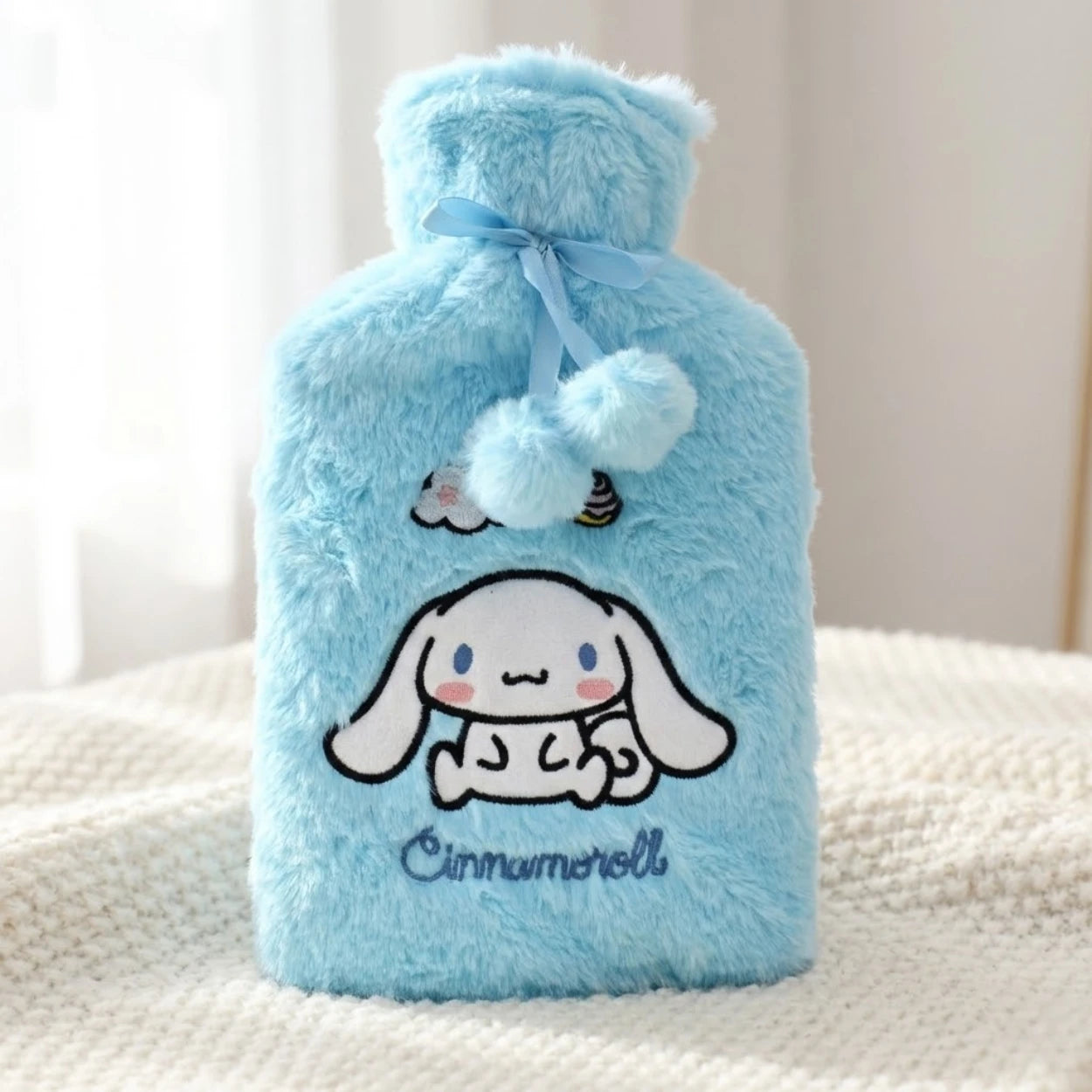 Cinnamoroll Wärmflasche mit Plüschbezug blau