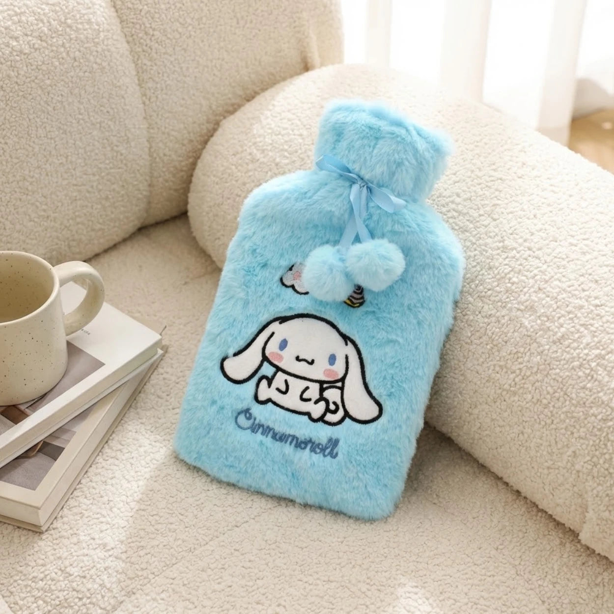 Cinnamoroll Wärmflasche mit Plüschbezug blau