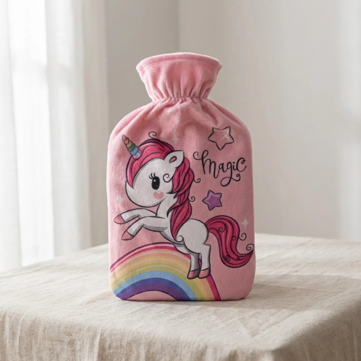 Einhorn Wärmeflasche mit Flanellbezug