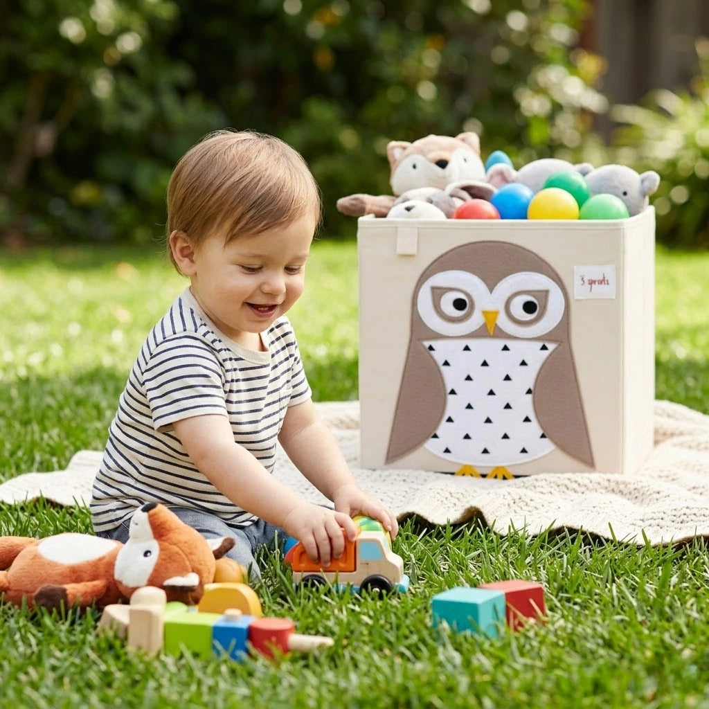Kinder Aufbewahrungsbox faltbar mit Eule